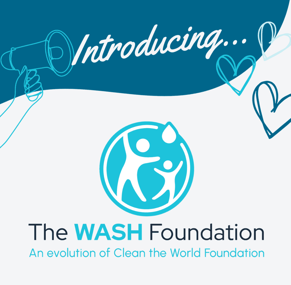 Graphic introducing new The WASH Foundation branding